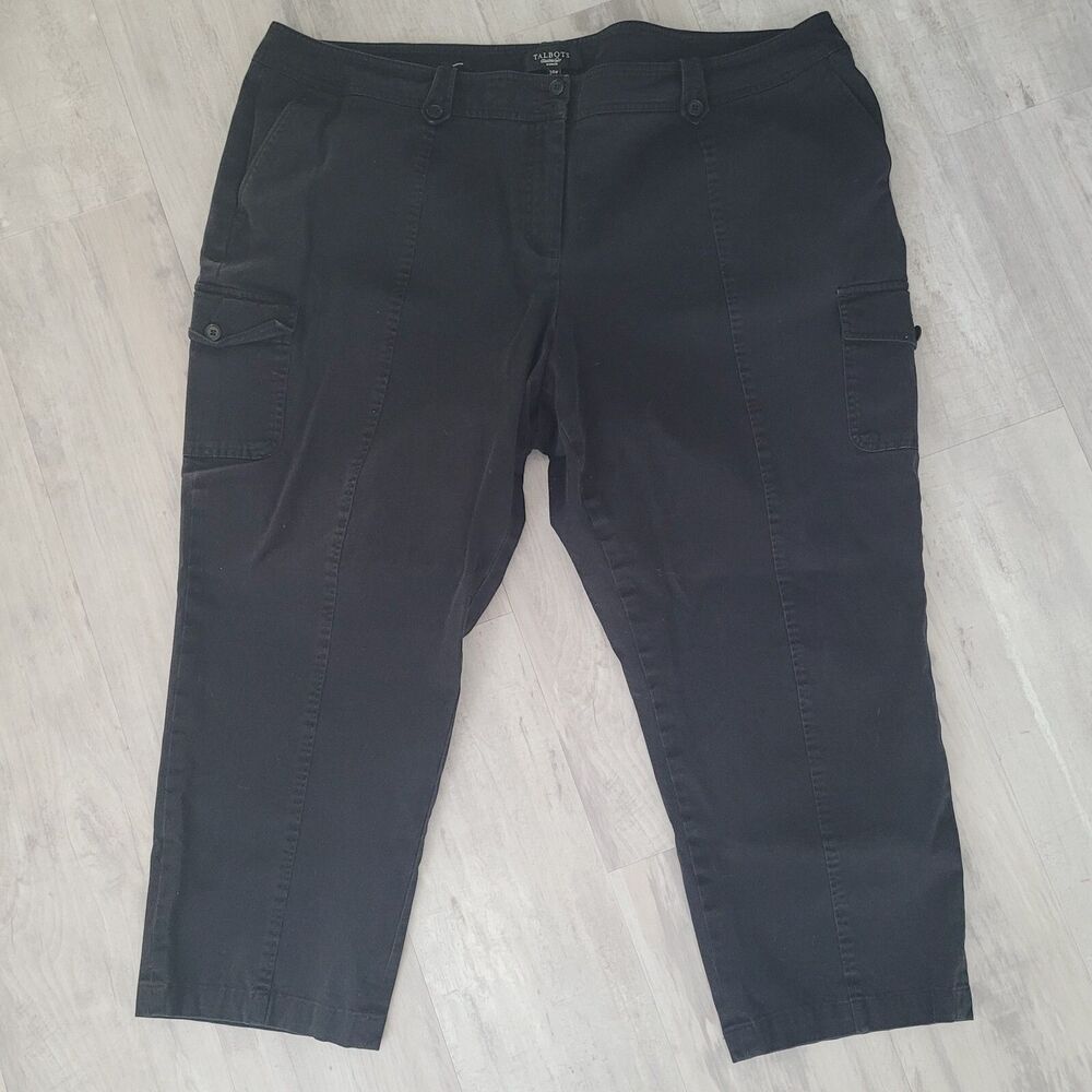 Talbots Signature Crop Black Cargo Pants Plus Size 24W Stretch